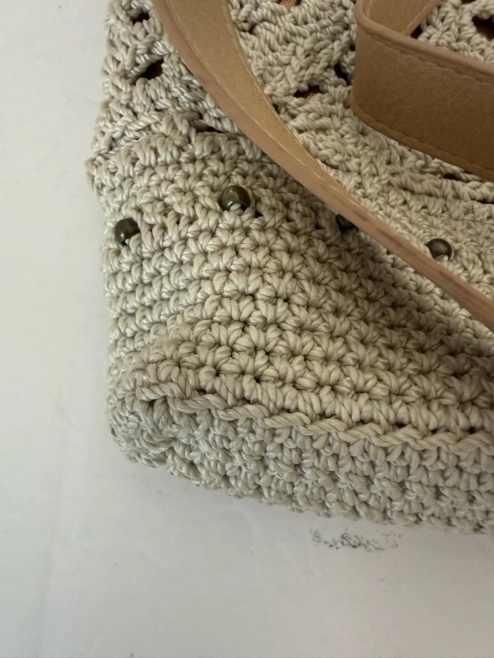The Sak Hand-Crocheted Light Gray Crossbody Bag with Stud Accents - Picture 6 of 15